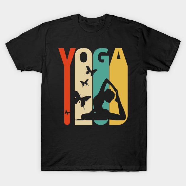 Yoga Silhouette, retro design. T-Shirt by MadebyTigger